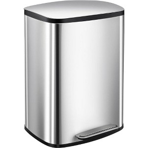 13 Gal Stainless Steel Trash Can with Soft-Close Lid, Hands-Free Motion Sensor Kitchen Garbage Bin,Silver - 1 of 4