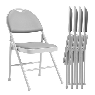 Whizmax Folding Chairs 4 Pack, Metal Foldable Chair with Cushion and Non-Slip Feet Pads, PU Party Chairs for Indoors and Outdoors, Dining Room