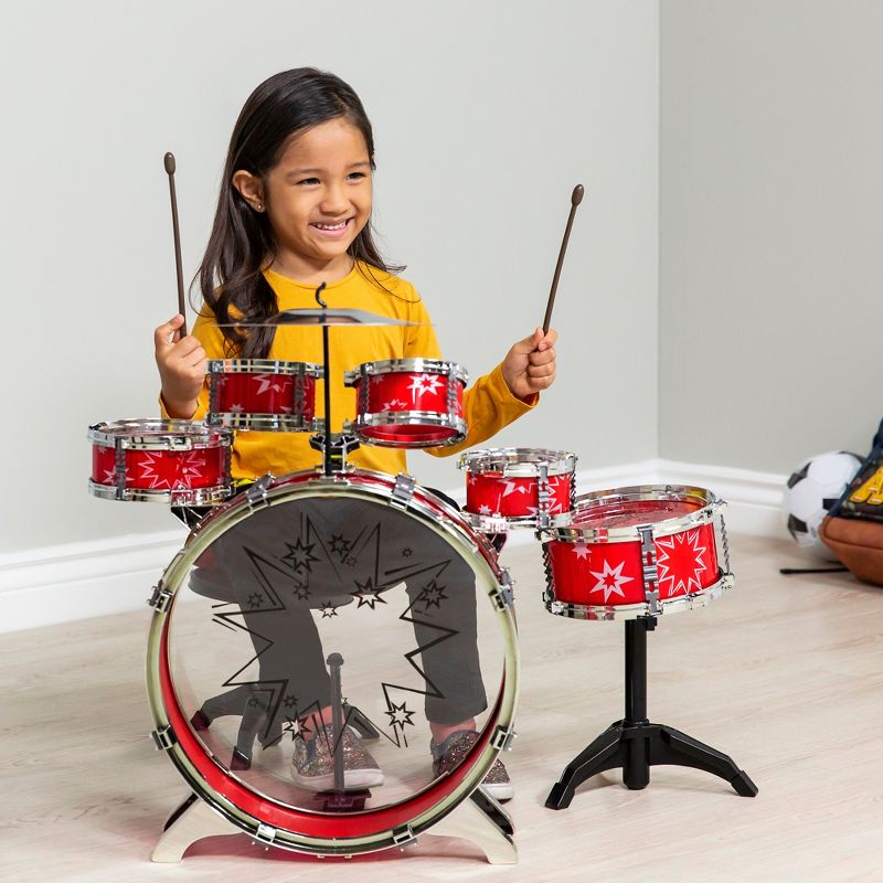 Best Choice Products 11-Piece Kids Starter Drum Set w/ Bass Drum, Tom Drums, Snare, Cymbal, Stool, Drumsticks, 3 of 10