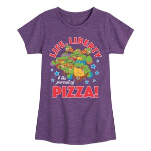 Girls' - Teenage Mutant Ninja Turtles - Life Liberty Pursuit Of Pizza Fitted Short Sleeve Graphic T-Shirt - 1 of 4