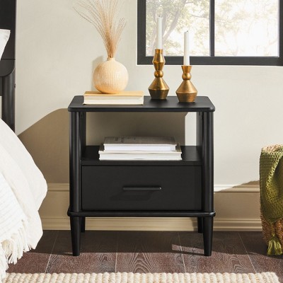 NicBex 1 Drawer Nightstand with Minimalist Handles,Bedside Table with Open Storage Cubby,Modern Side Table for Bedroom