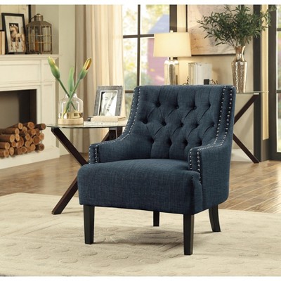 Sapphtopaz 1pc Accent Chair with  Button Tufted Textured Fabric Solid Wood Lounge Chair Living Room Chair Comfy Chair for Living Room Bedroom Studio