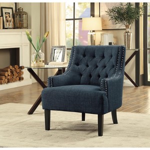 Sapphtopaz 1pc Accent Chair with  Button Tufted Textured Fabric Solid Wood Lounge Chair Living Room Chair Comfy Chair for Living Room Bedroom Studio - 1 of 4