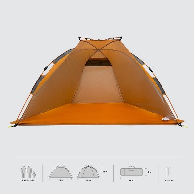 Orange Polyester Pop-Up Beach Sun Shelter with 1 Door