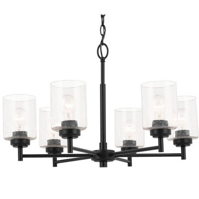 Winslow Black 6-Light Chandelier with Clear Seeded Glass