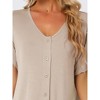 cheibear Women's Nightgown Button Down Short Sleeve Soft Modal Loose Pajama Sleepshirt - 4 of 4