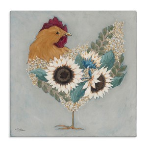 Stupell Industries Rooster with Layered Floral Blossoms Canvas Art, 24" x 24" - 1 of 4