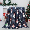 Lomsoe Winter Festive Snowman & Snowflakes Print Flannel Blanket - All Seasons Soft and Warm Throw Blanket for Bed, Napping, Camping, Travel, Office - 3 of 4