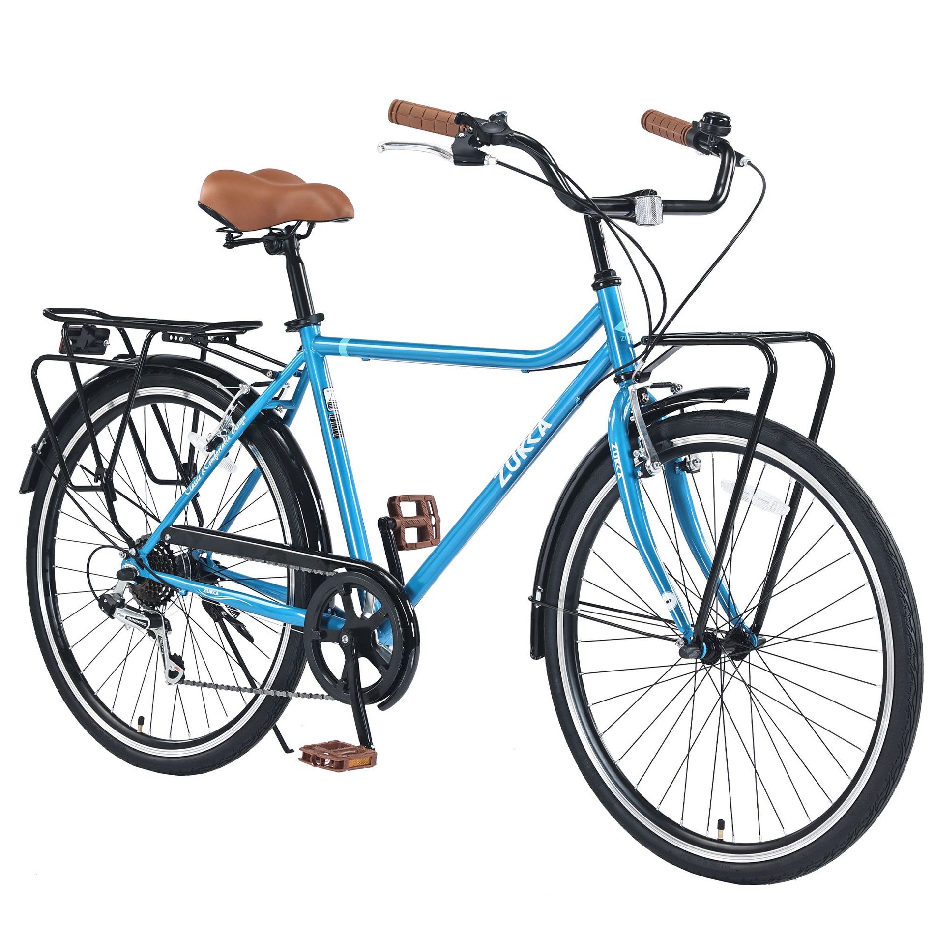 CAVINAS 26 Inch Vintage Bike with Steel Frame, 7-Speed Retro Commuter with Multiple Colors, Classic Styled Bicycle for Men and Women, Blue