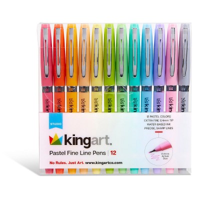 KINGART Pastel Fine Line Pens 12 Colors