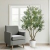 Gulches 96in Artificial Olive Tree in Black Pot 1PC Real Wood Trunk Silk Green Leaves Fruit 8FT Indoor Outdoor Mediterranean Plant - 4 of 4