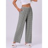 INSPIRE CHIC Women's Cotton Stretchy Elastic Waist Straight Wide-Leg Pajama Pants with Pockets - 2 of 4