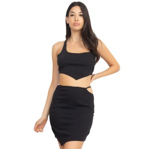 Slickblue Women's Asymmetrical Hem Tank Top & Mini Skirt Set, Cutout Detail 2-Piece Outfit, Color & Size Options - 1 of 4
