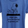 Women's - Peanuts - Snoopy Dear Me You're Doing A Great Job Short Sleeve Graphic T-Shirt - 2 of 4