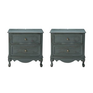Set of 2 Galatea Traditional 24" Tall 2 - Drawer Nightstand with Two Drawers and Charging Station | KARAT HOME - 1 of 4