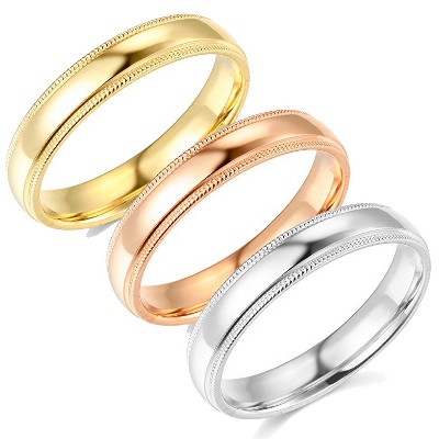 Pompeii3 5mm Milgrain Plain High Polished Dome Wedding Band 10k White, Yellow, Rose Gold