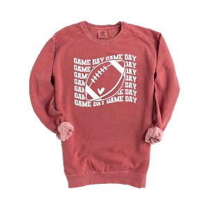 Simply Sage Market Women's  Garment Dyed Graphic Sweatshirt Football Game Day - 1 of 2