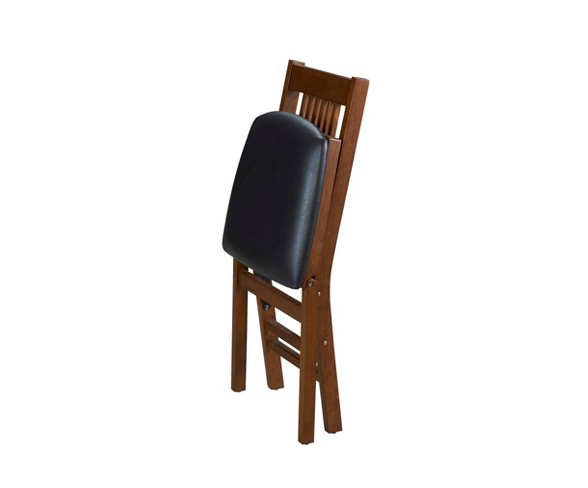 Set of 2 True Mission Folding Chair Fruitwood Brown - Stakmore