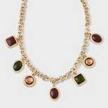 Multi Stone Statement Necklace - A New Day™ Gold
