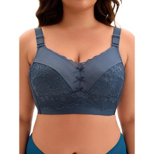 Allegra K Women's Full Coverage Wide Straps Longline Hem Wirefree Bra - 1 of 4