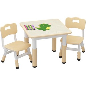 Kids Table and 2 Chairs Set with Graffiti Desktop, Height Adjustable Table and Chairs Set for Reading, Drawing, Playing, Eating - 1 of 4