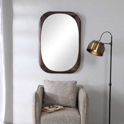 Sheldon Mid-Century Oval Brown Wood Mirror