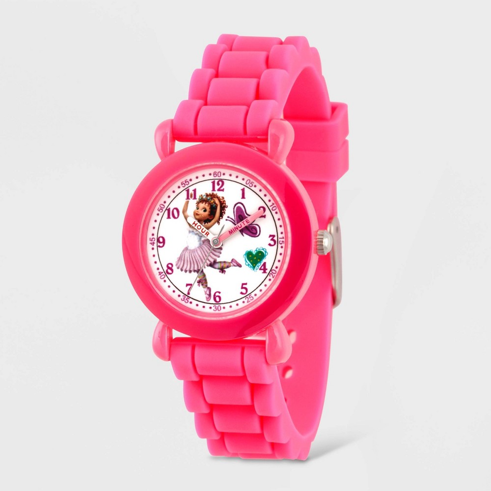 Photos - Wrist Watch Disney Girls'  Fancy Nancy Plastic Time Teacher Watch - Pink nickel 