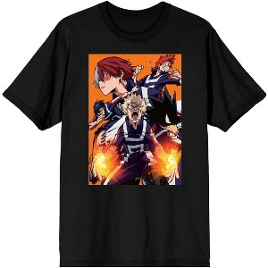 My Hero Academia Anime Cartoon Characters Group Men's Black Graphic Tee - 1 of 3