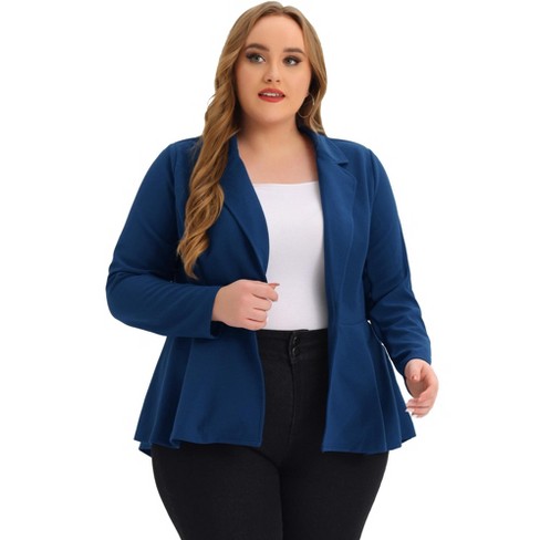 Agnes Orinda Women's Plus Size High-low Hem Workwear Formal Peplum Blazers  Roral Blue 3x : Target