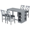 ChicFurnit Dining Sets Counter Height Table Set with Storage Shelves Cross Back Chairs for Kitchen Dining Room, Gray, 63.5"*33.75"*6.25" - 2 of 4