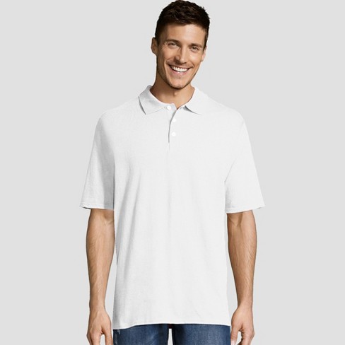 Hanes Men's X-Temp Performance Pique Polo Short Sleeve Shirt - White S