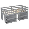 NicBex Twin Size Loft Bed Low Design Wooden Bed Frame with 4 Shelves, LED Light, Ladder and Full Length Guardrail, No Box Spring Required - 3 of 4