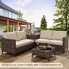 Acekool 4 Piece Black PE Wicker Patio Furniture Set with Storage Table, Sectional Conversation Sofa, Glass Top & Beige Cushions for Outdoor Spaces - 4 of 4