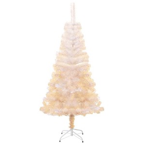 vidaXL Christmas Tree White with Iridescent Tips PVC, Steel 5 x 3 ft - White - 1 of 4