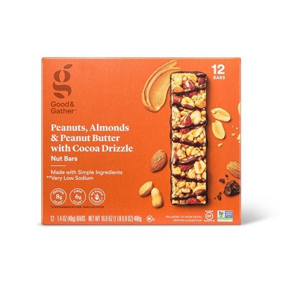 Almonds and Peanut Butter with Cocoa Drizzle Nut Bar - 12ct - Good & Gather™