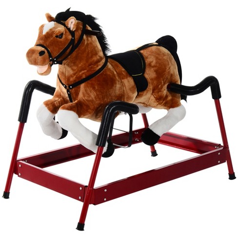 Qaba Durable Kids Plush Spring Style Horse Bouncing Rocker Toy With Realistic Sounds