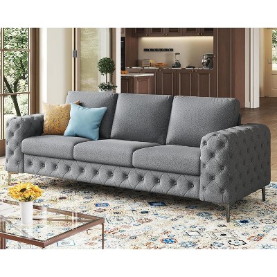 AMERLIFE 92-inch 3-Seater Sofa with Thick Armrests, Button Tufted