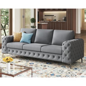 AMERLIFE 92-inch 3-Seater Sofa with Thick Armrests, Button Tufted - 1 of 4