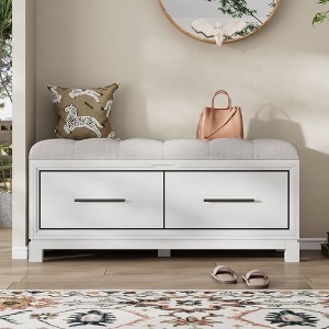 Sapphtopaz Ottoman with Storage Entryway Bench Upholstered Stool with Removable Cushion Shoe Bench for Living Room, Bedroom, Entryway - 1 of 4