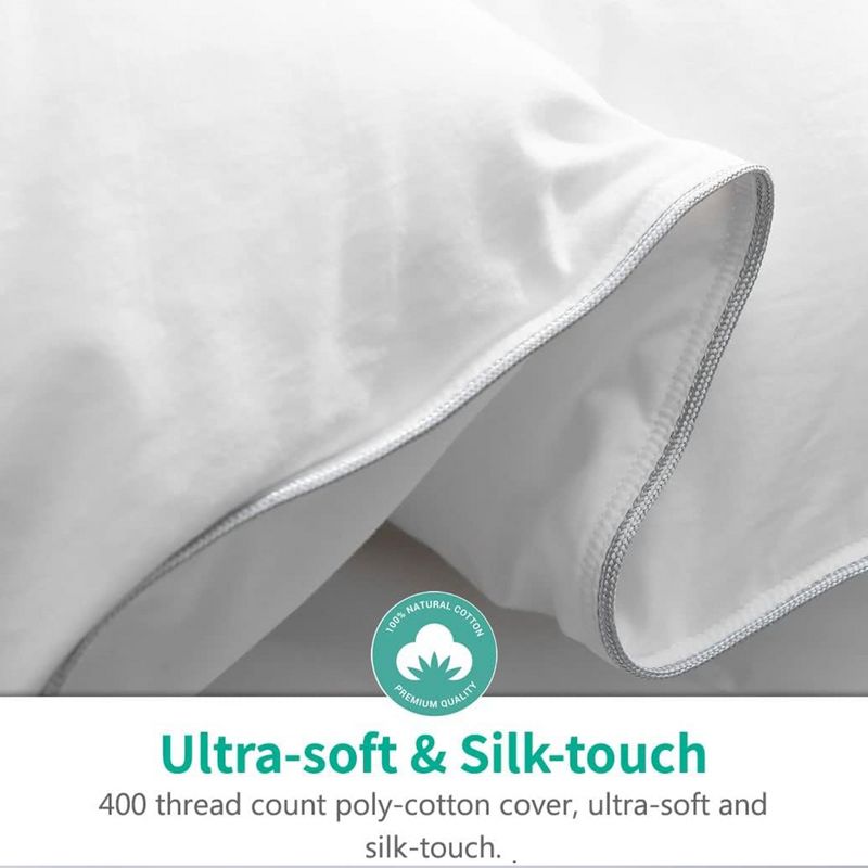 APSMILE Queen Size Heavyweight Feathers Down Comforter with Ultra Soft Poly Cotton for Bedding Duvets with Down Comforters, White, 3 of 7