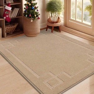 32 inchx 48 inch non - slip door mat indoor entryway rug washable low - profile absorbent stain resist floor mat beige - 1 of 4