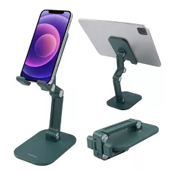 Insten Cell Phone & Tablet Stand for Desk - Adjustable Holder Compatible with iPhone, Samsung Android Phones & iPad, Green