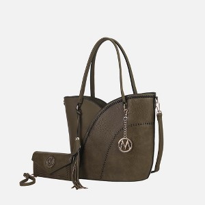 MKF Collection Imogene Two-tone Whip Stitches Vegan Leather Women’s Shoulder bag with Wallet by Mia K - 1 of 4