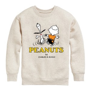 Boys' - Peanuts - Charlie Snoopy Dancing Graphic Long Sleeve Fleece Sweatshirt - 1 of 4