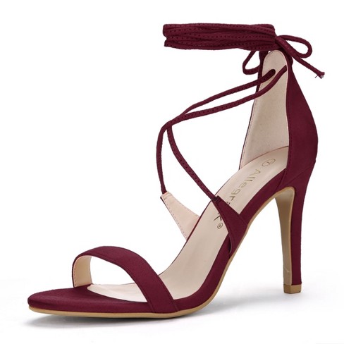 Burgundy lace up heels sale