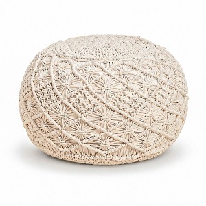 Round Cotton Macrame Pouf Foot Stool Ottoman by Sweet Home Collection ...