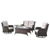 Gymojoy 5 Piece Outdoor Wicker Loveseat Sofa with Patio Swivel Glider Chairs with Coffee Table and Side Table - 2 of 4