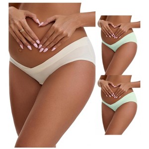 INSPIRE CHIC Women's Cotton Low Waist Under the Bump Maternity Briefs Pregnancy Underwear 3 Packs - 1 of 4