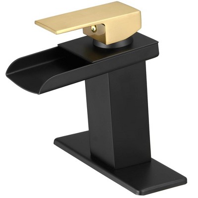 BWE Waterfall Single Hole Single-Handle Low-Arc Bathroom Faucet With Pop-up Drain Assembly
