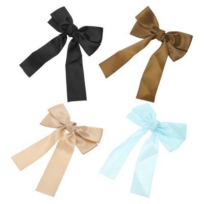 Unique Bargains Solid Bow Ribbon Duckbill Hair Clips 4 Pcs